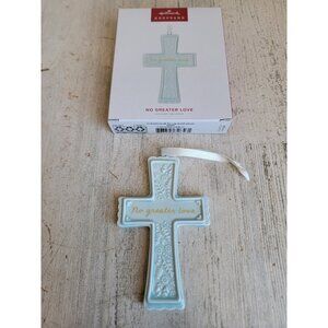 Hallmark No Greater Love Blue Cross ornament Xmas religious